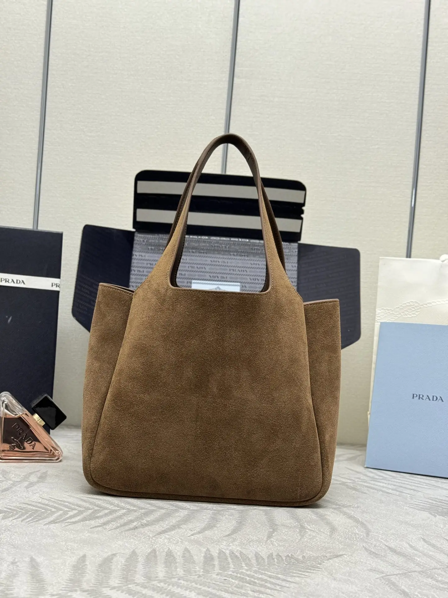 Suede Bucket Bag with Lambskin Lining D90016288 — view 2