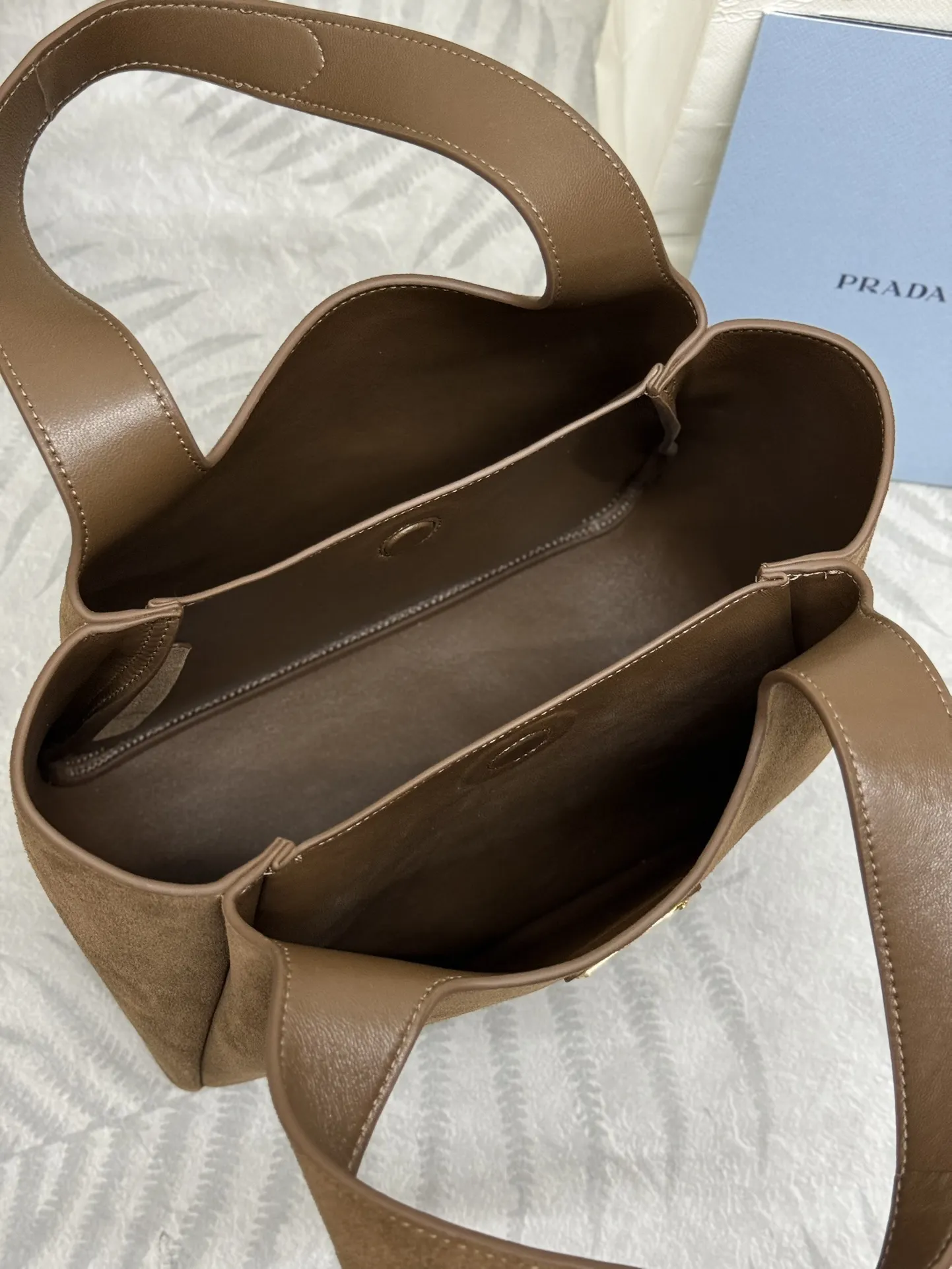 Suede Bucket Bag with Lambskin Lining D90016288 — view 8
