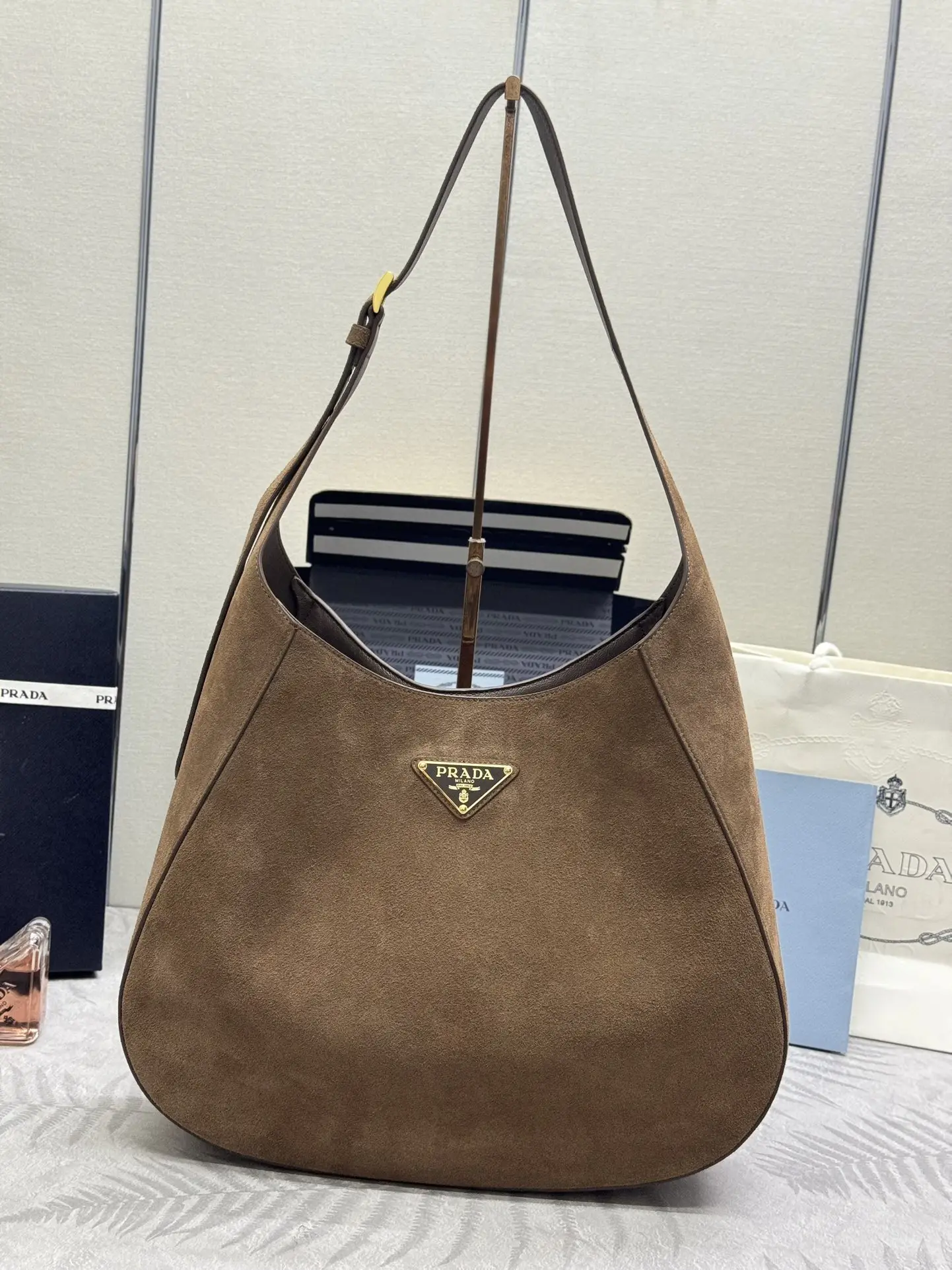 Prada Cleo Suede Shoulder Bag D100016289