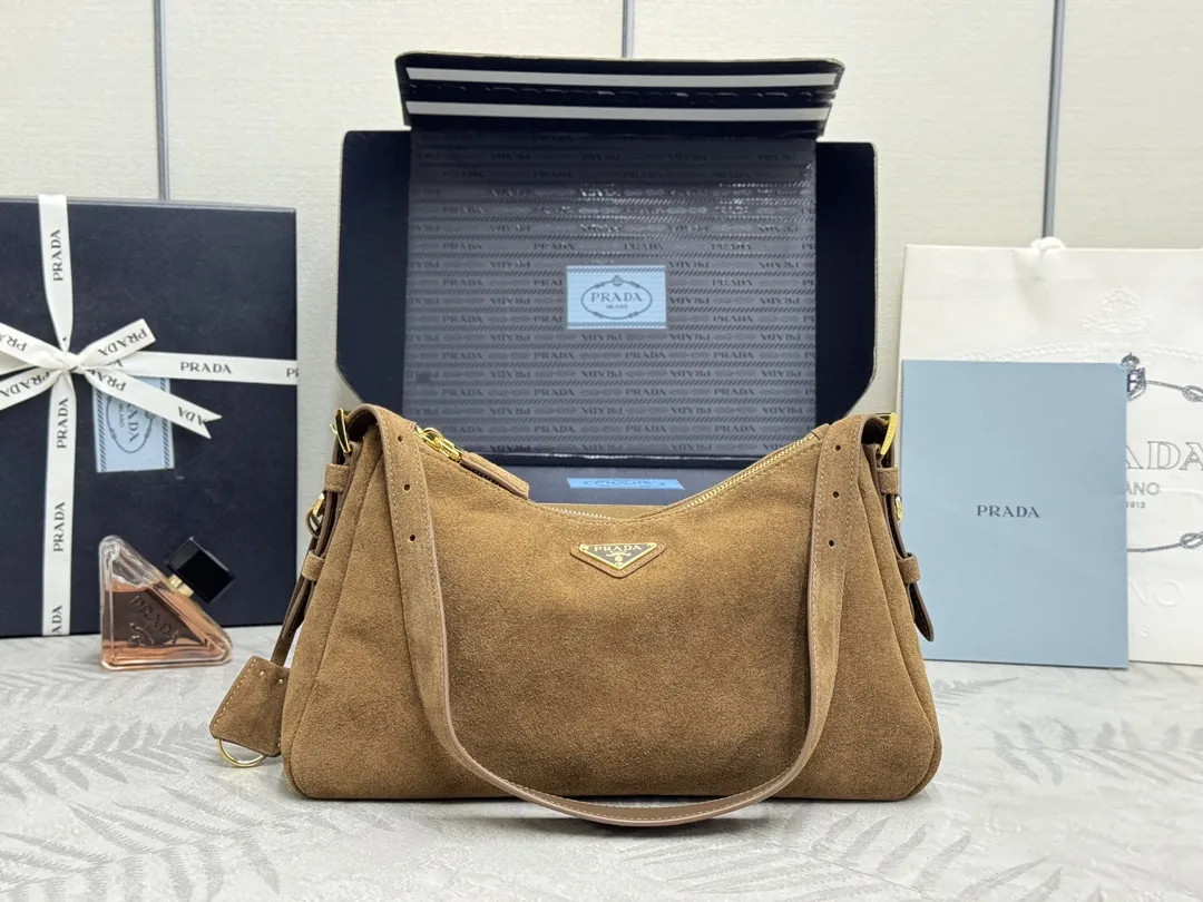 Prada Aimee Suede Hobo Shoulder Bag D88016292