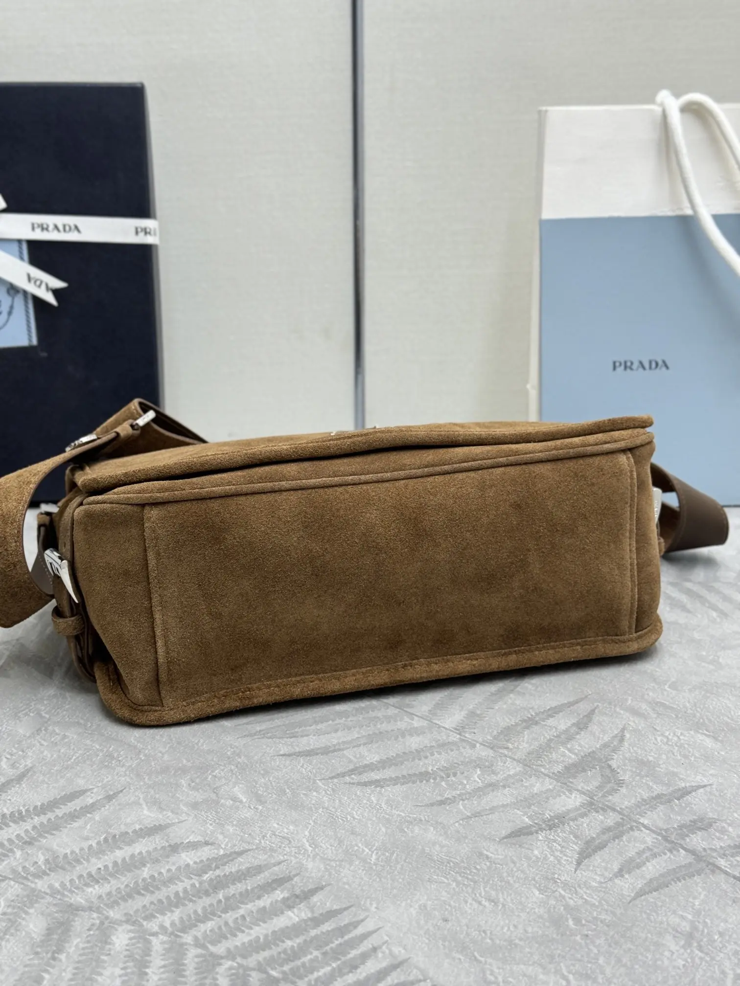 Suede Messenger Bag with Triangle Logo D98016295 — view 6