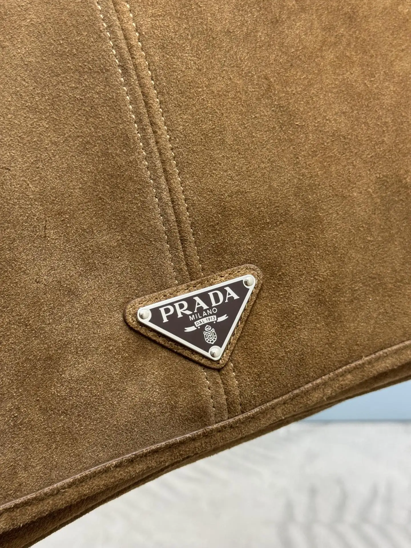 Suede Messenger Bag with Triangle Logo D98016295 — view 7