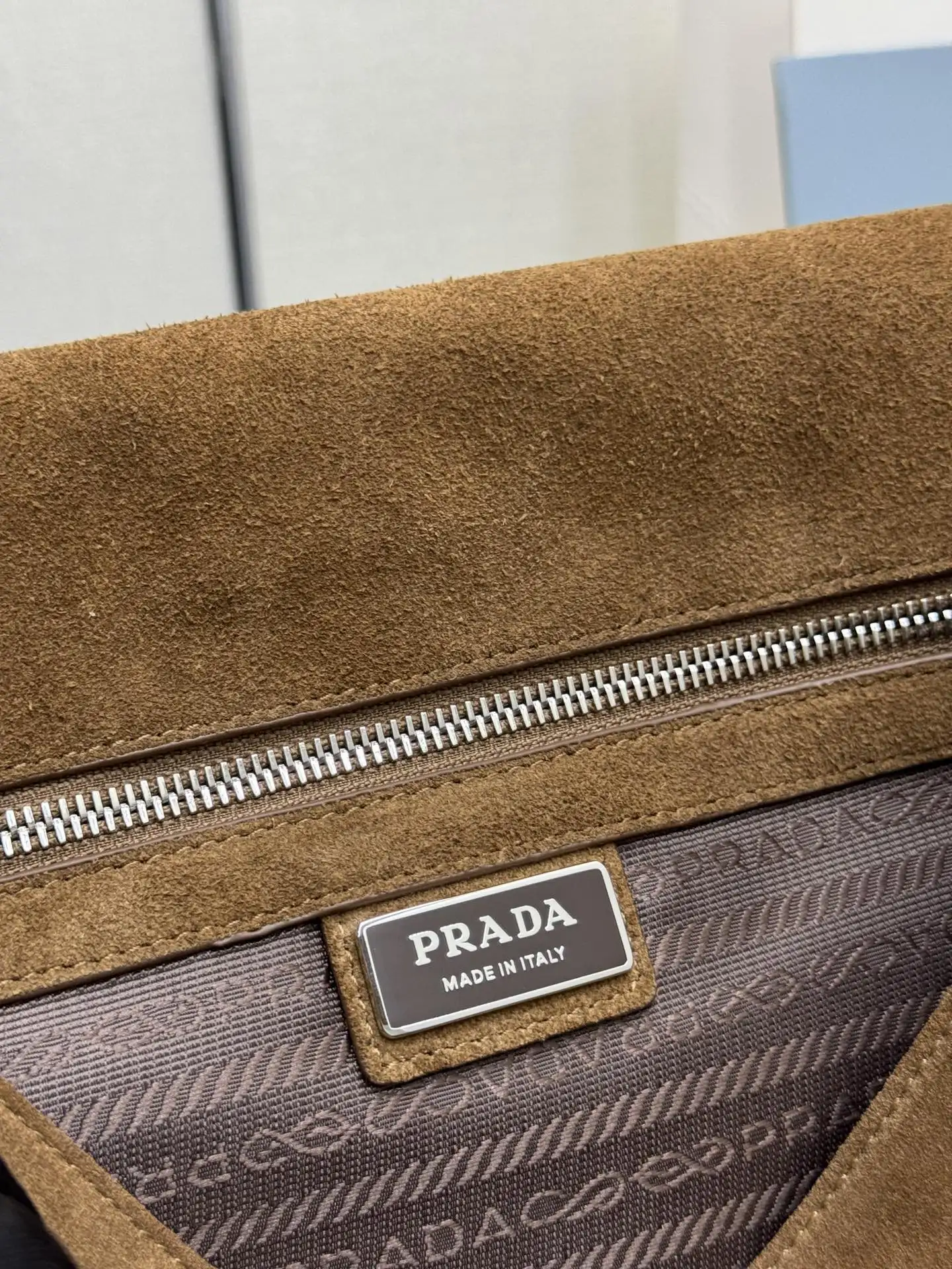 Suede Messenger Bag with Triangle Logo D98016295 — view 9