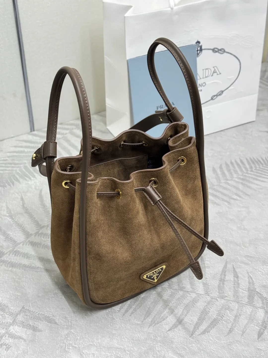 Suede Drawstring Bucket Bag D85016298 — view 4
