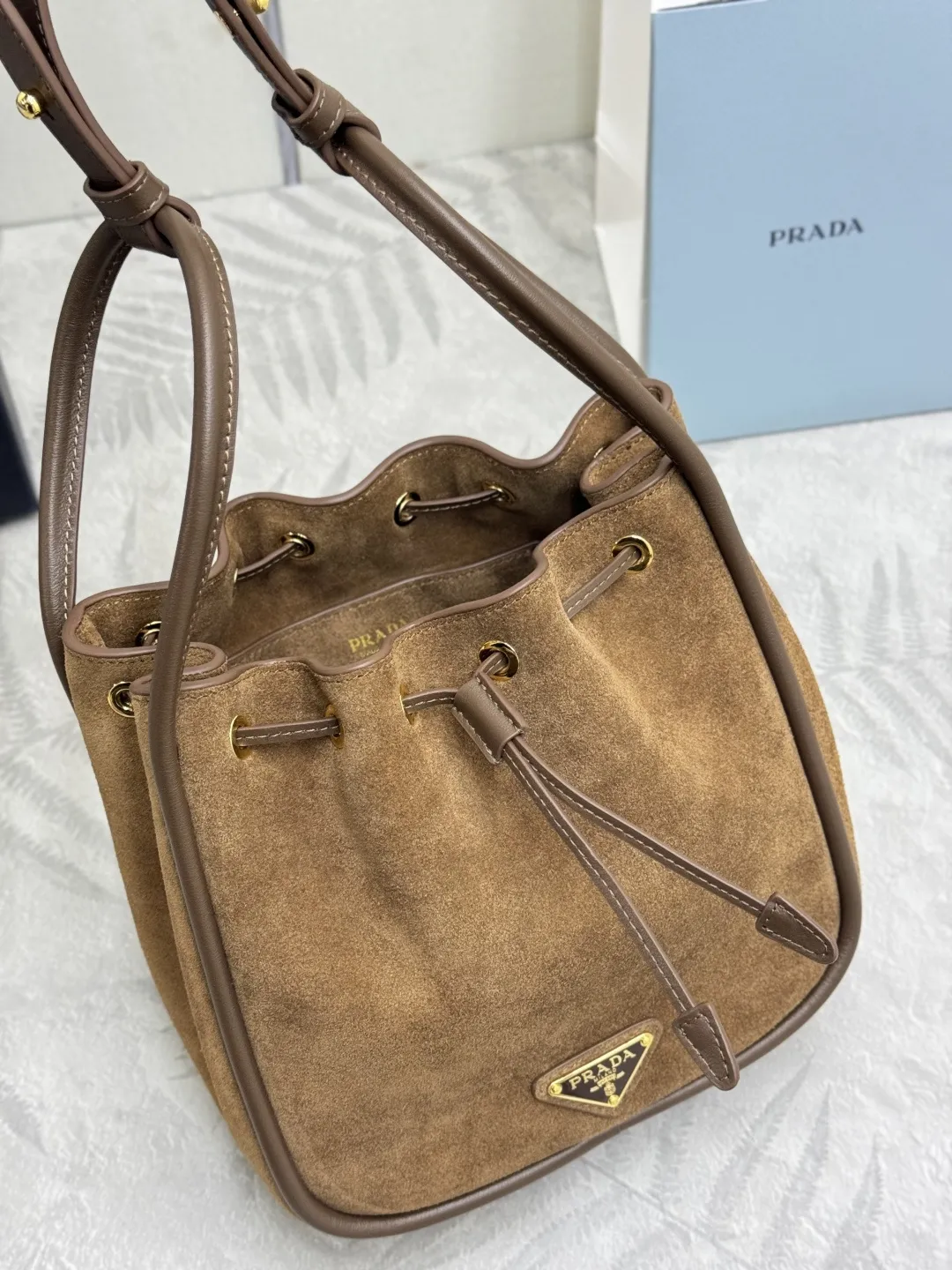 Suede Drawstring Bucket Bag D85016298 — view 5