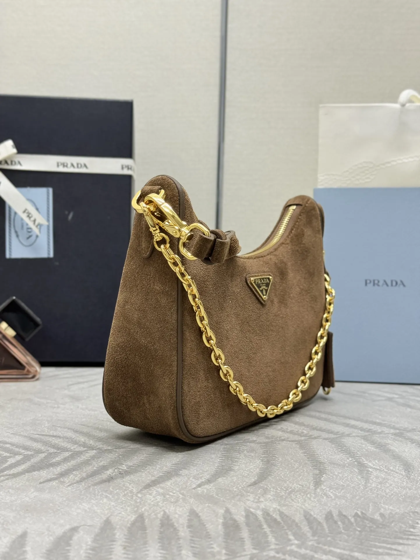 Suede Hobo Shoulder Bag 1BC204 D78016301 — view 2