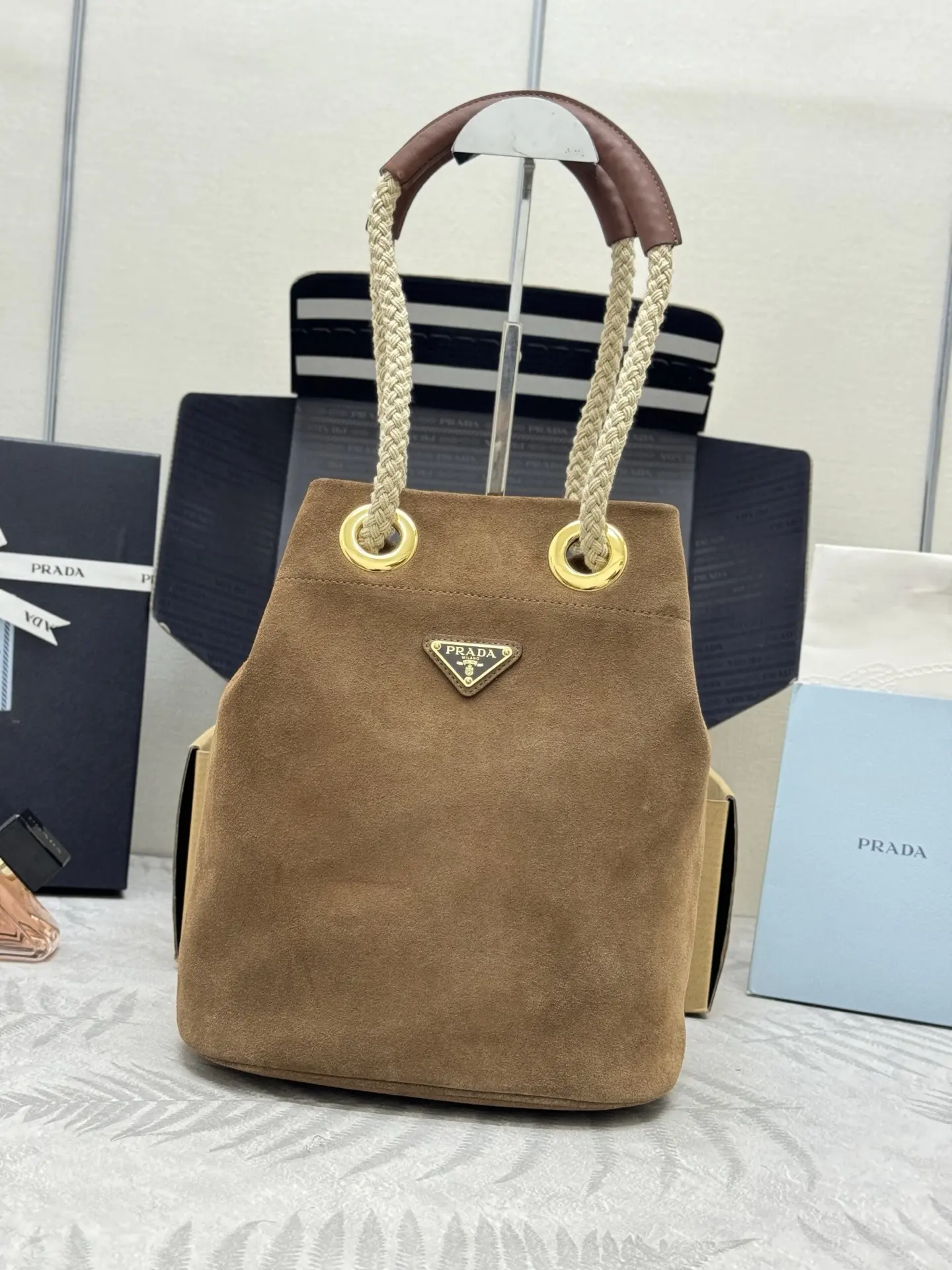 Suede Re-Nylon Bucket Bag D78016302