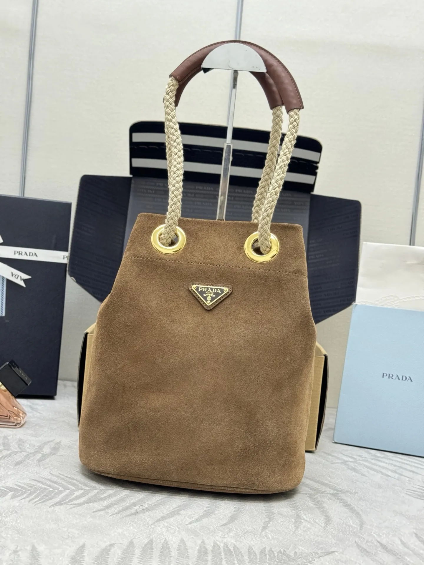 Suede Re-Nylon Bucket Bag D78016302