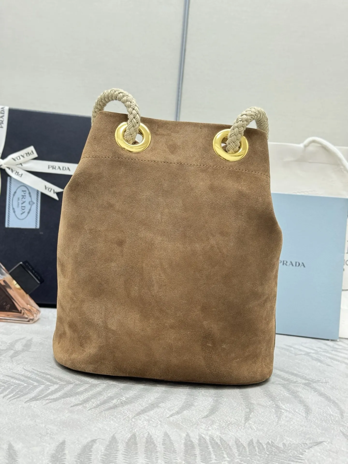 Suede Re-Nylon Bucket Bag D78016302 — view 4