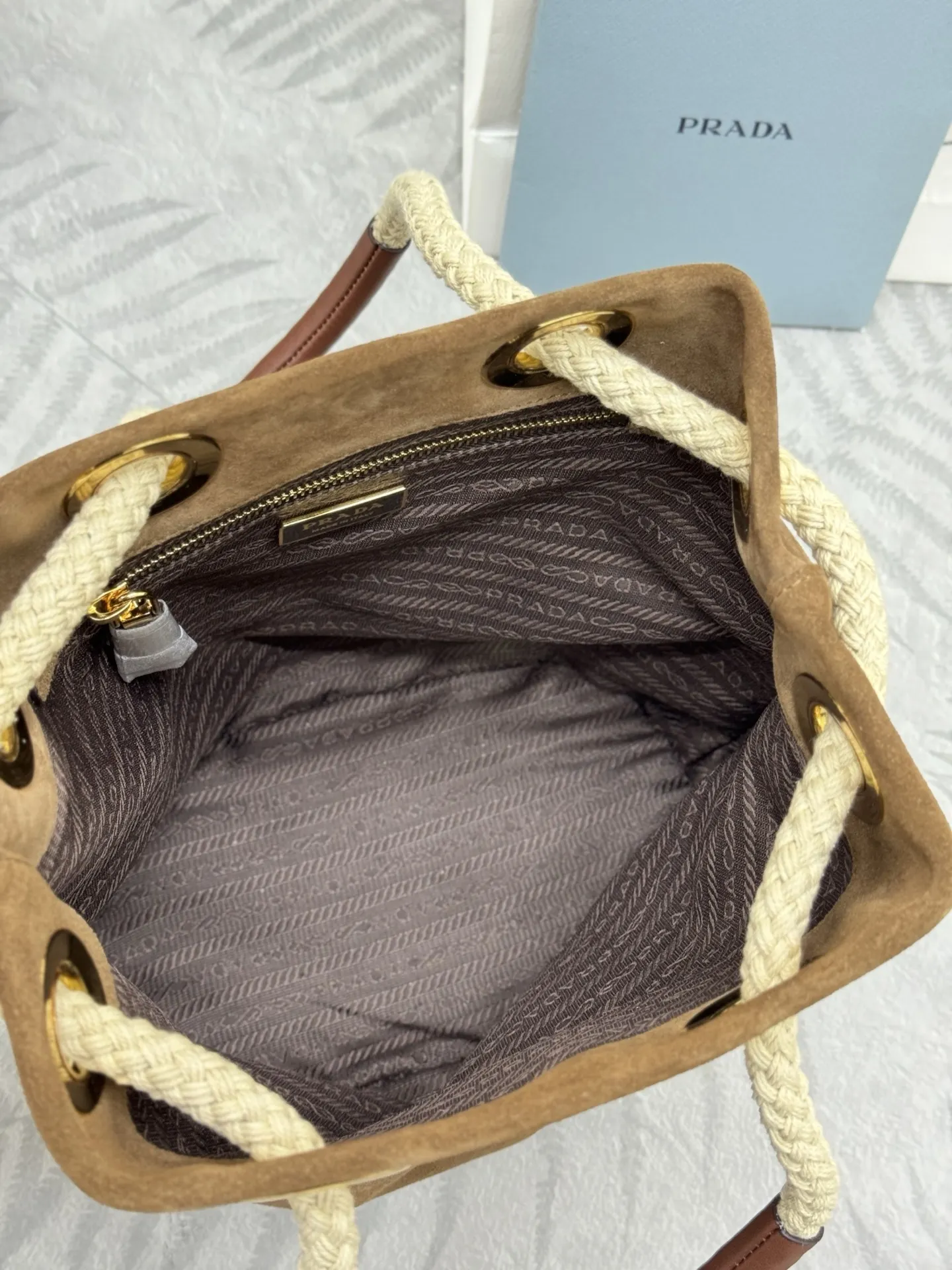 Suede Re-Nylon Bucket Bag D78016302 — view 8