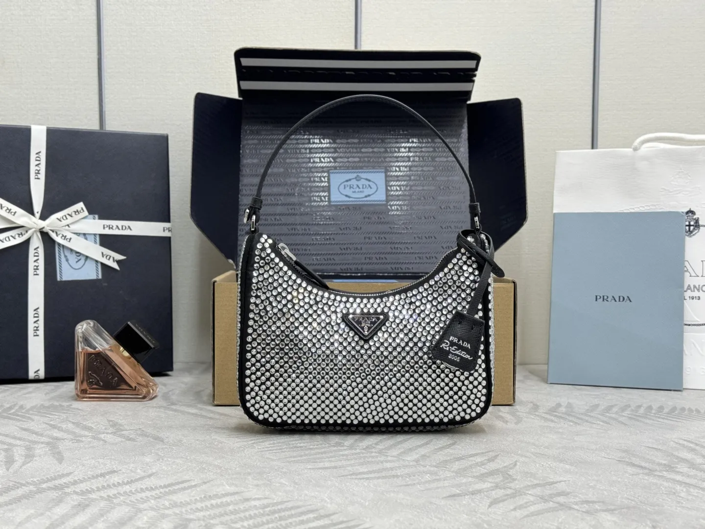 Re-Edition 2005 Crystal-Embellished Hobo Bag D63016305