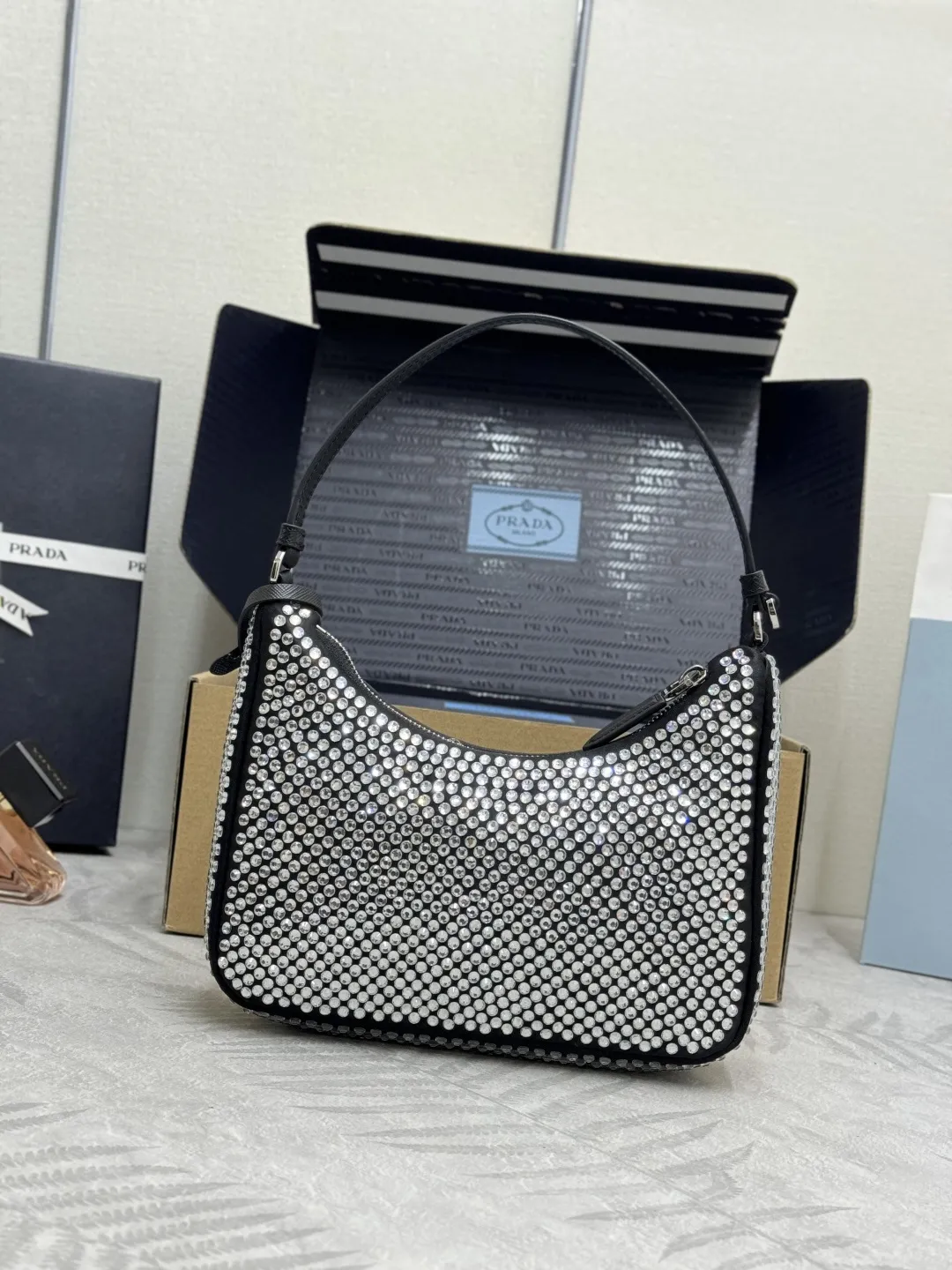 Re-Edition 2005 Crystal-Embellished Hobo Bag D63016305 — view 2