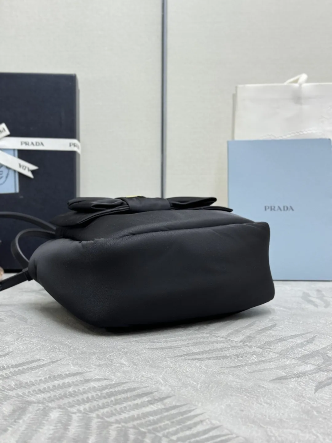 Prada Bow-Detail Padded Nylon Shoulder Bag D75016307 — view 5