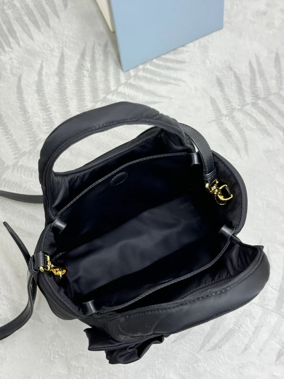 Prada Bow-Detail Padded Nylon Shoulder Bag D75016307 — view 8