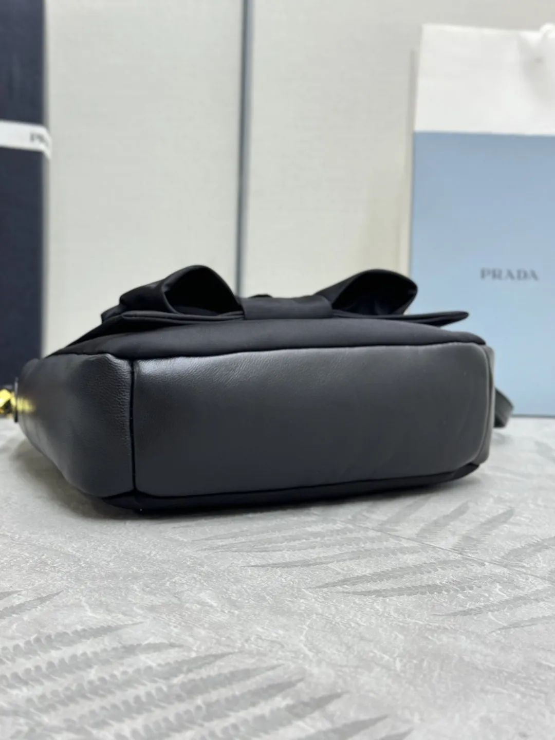 Bow-Detail Padded Nylon Hobo Bag D72016497 — view 6