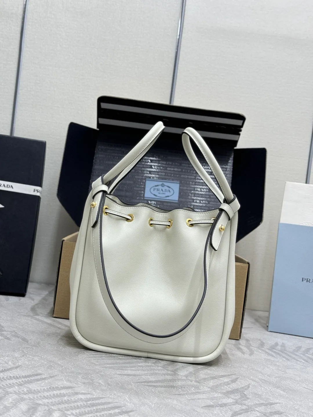 Prada 1BE087 Leather Bucket Bag D88016309 — view 2