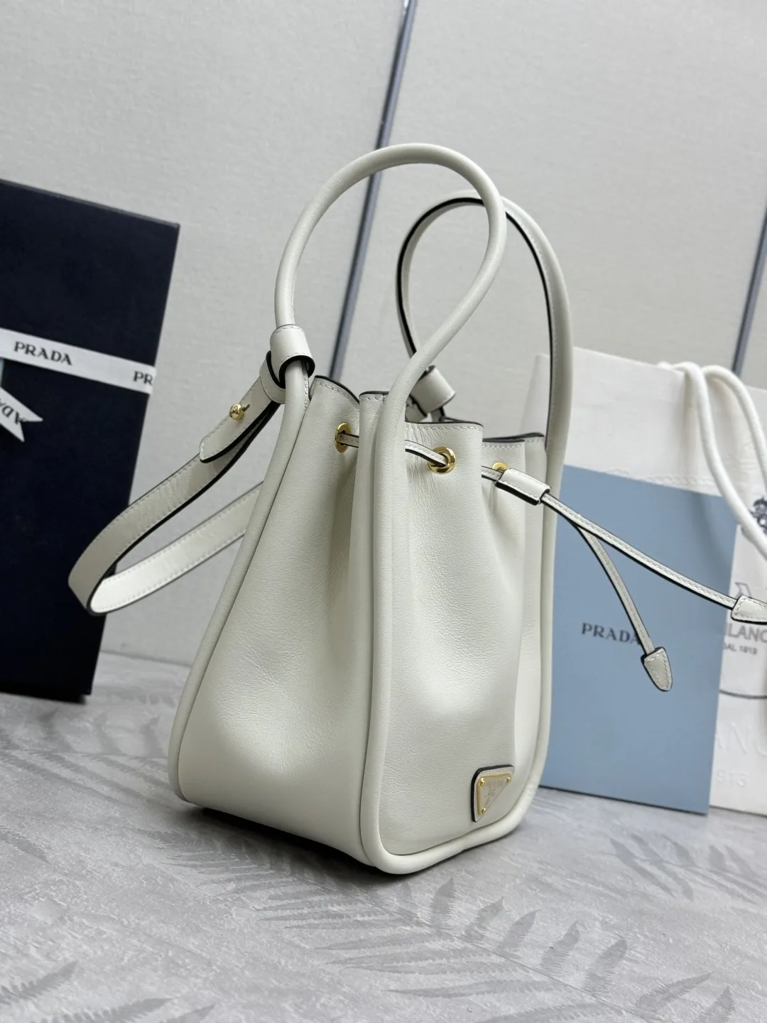 Prada 1BE087 Leather Bucket Bag D88016309 — view 3