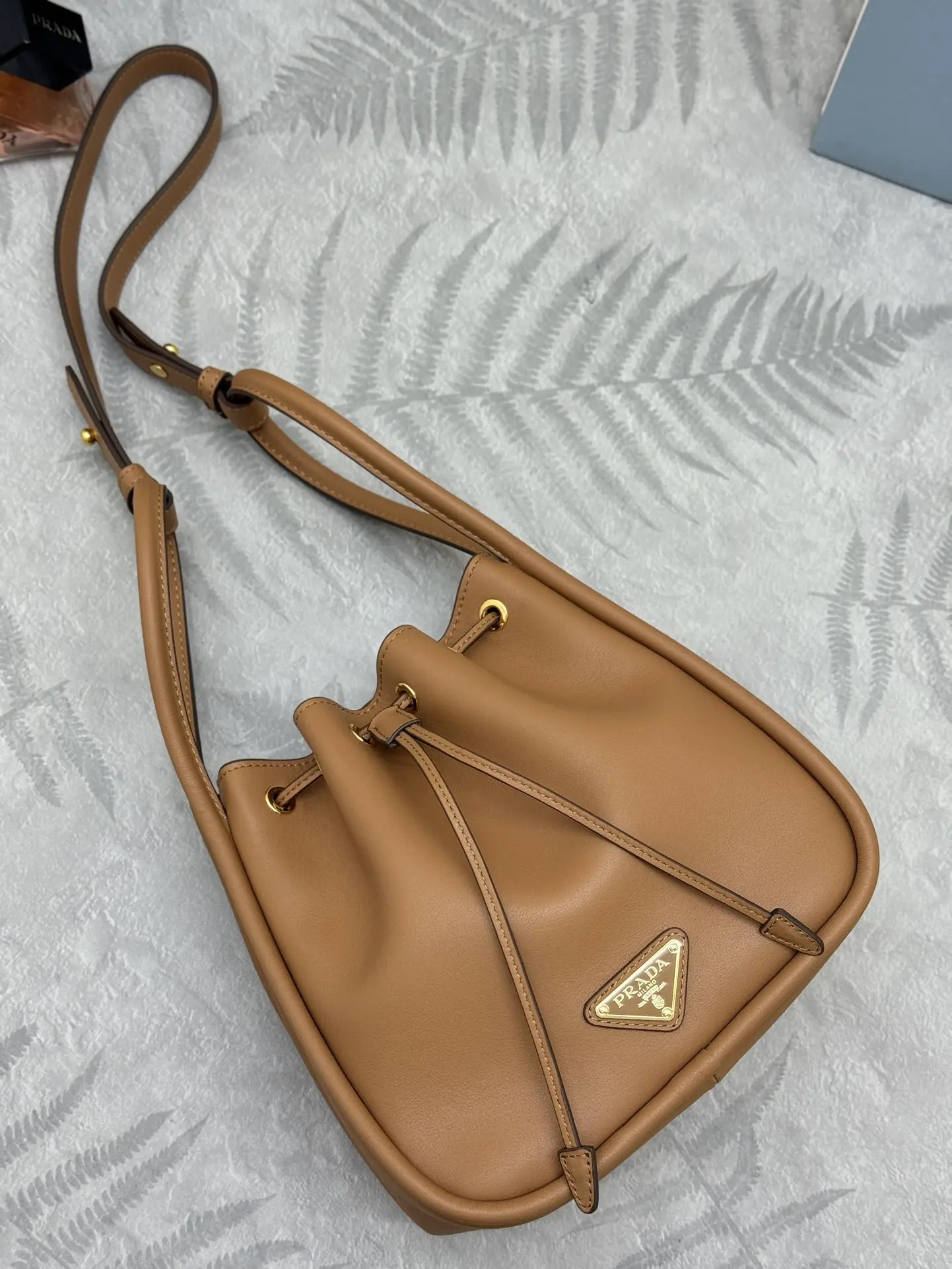 Leather Drawstring Bucket Bag D88016310 — view 5