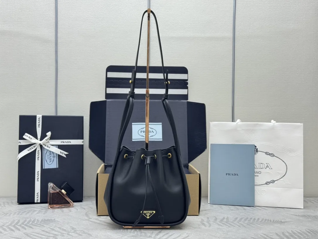Prada 1BE087 Leather Bucket Bag D88016311