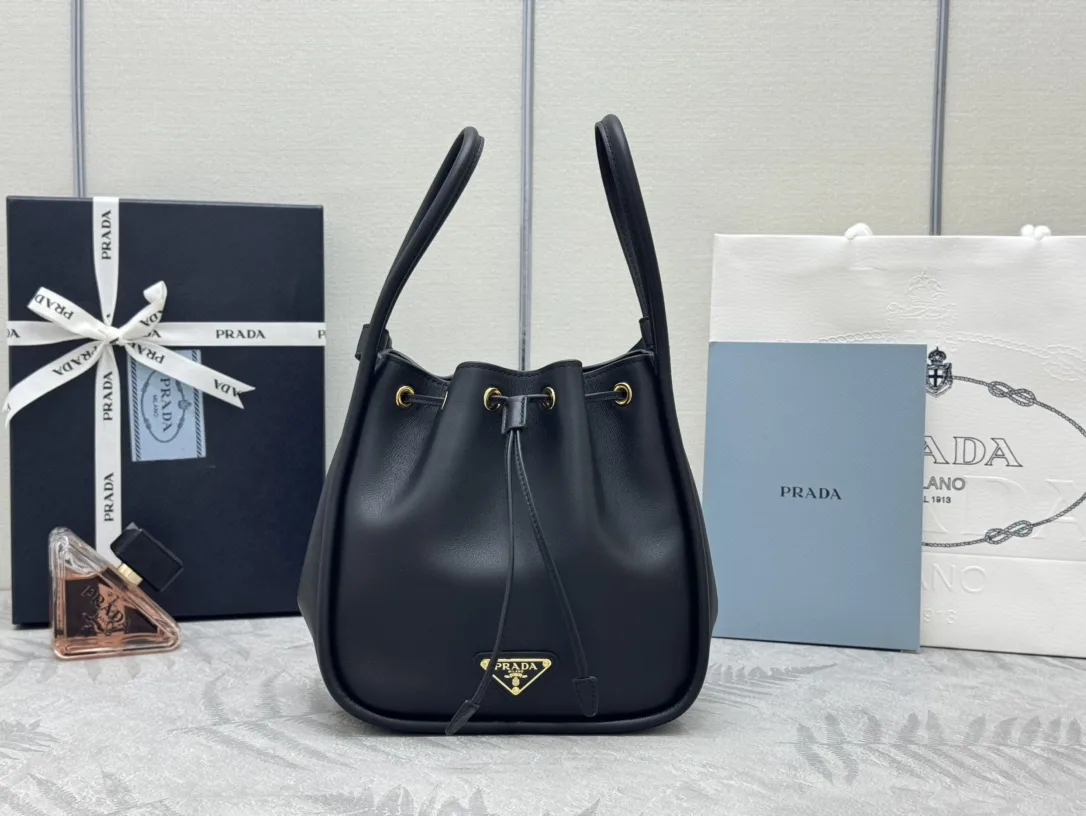 Prada 1BE087 Leather Bucket Bag D88016311 — view 2