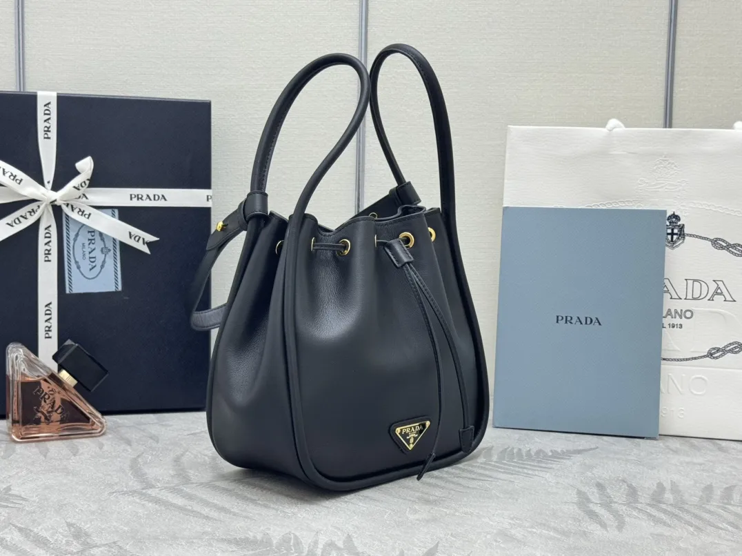 Prada 1BE087 Leather Bucket Bag D88016311 — view 3