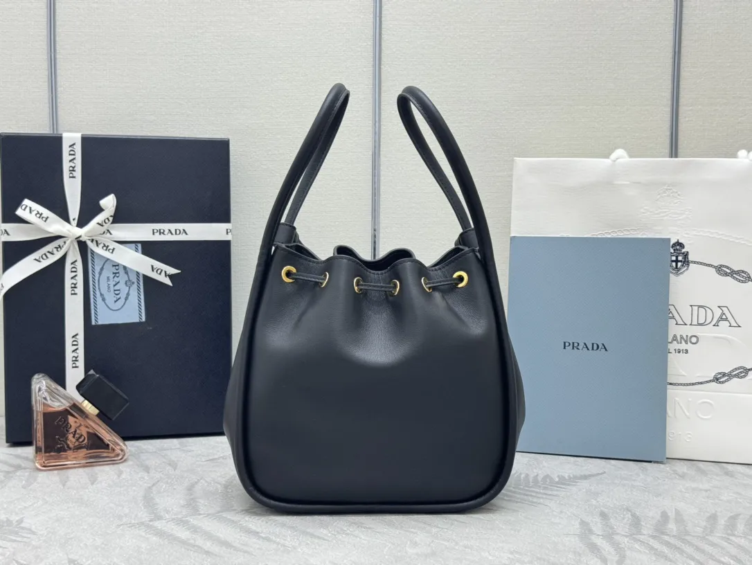 Prada 1BE087 Leather Bucket Bag D88016311 — view 4
