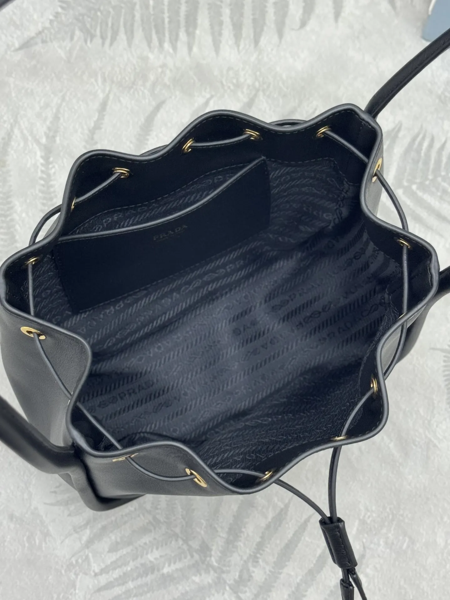 Prada 1BE087 Leather Bucket Bag D88016311 — view 6