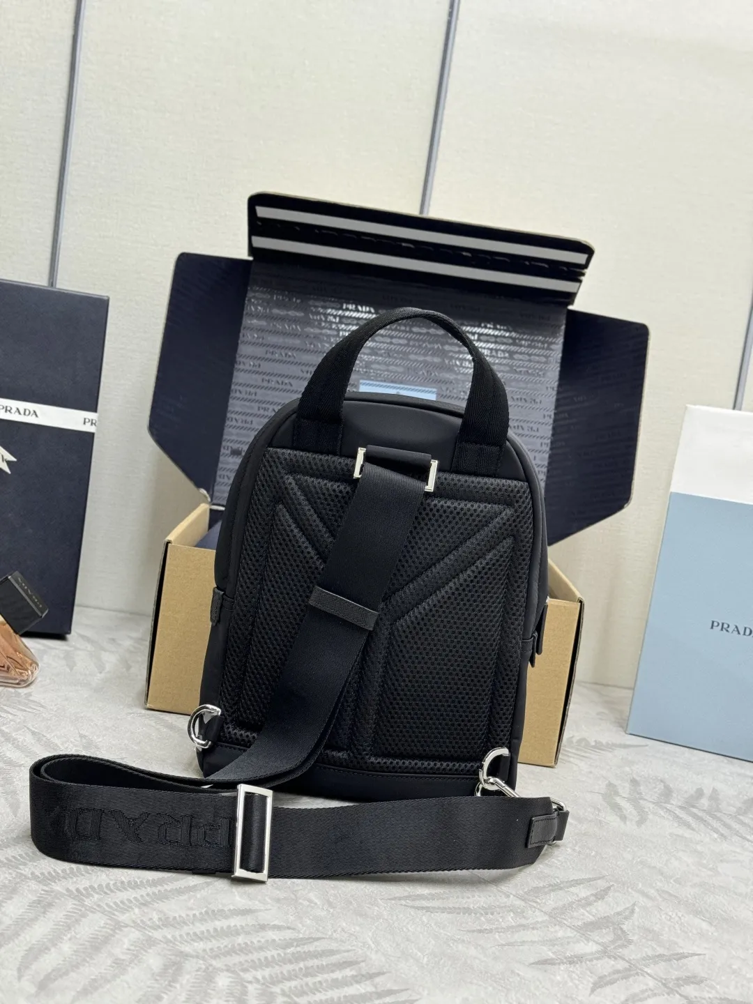 Re-Nylon Saffiano Trim Sling Bag D66016312 — view 2