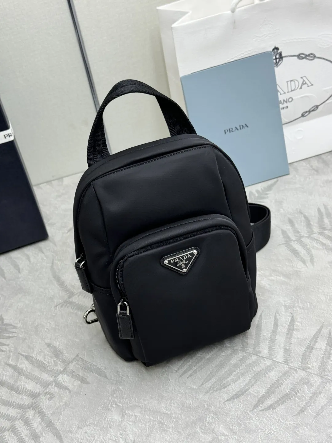 Re-Nylon Saffiano Trim Sling Bag D66016312 — view 3