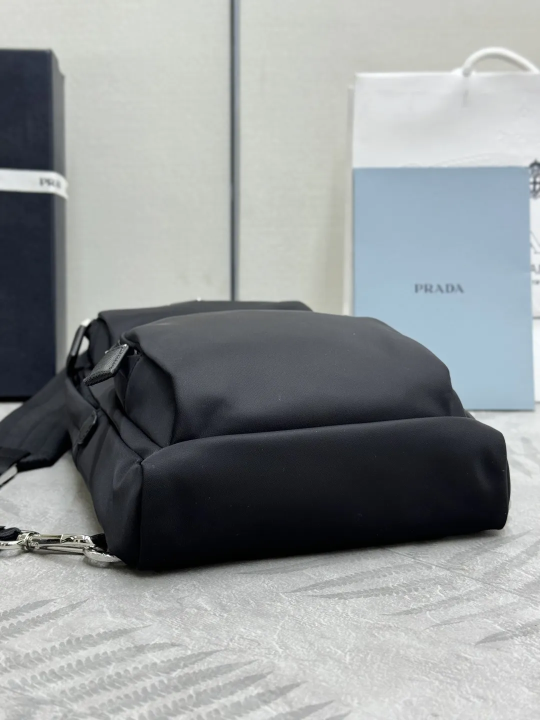 Re-Nylon and Saffiano Leather Sling Backpack D68016313 — view 5