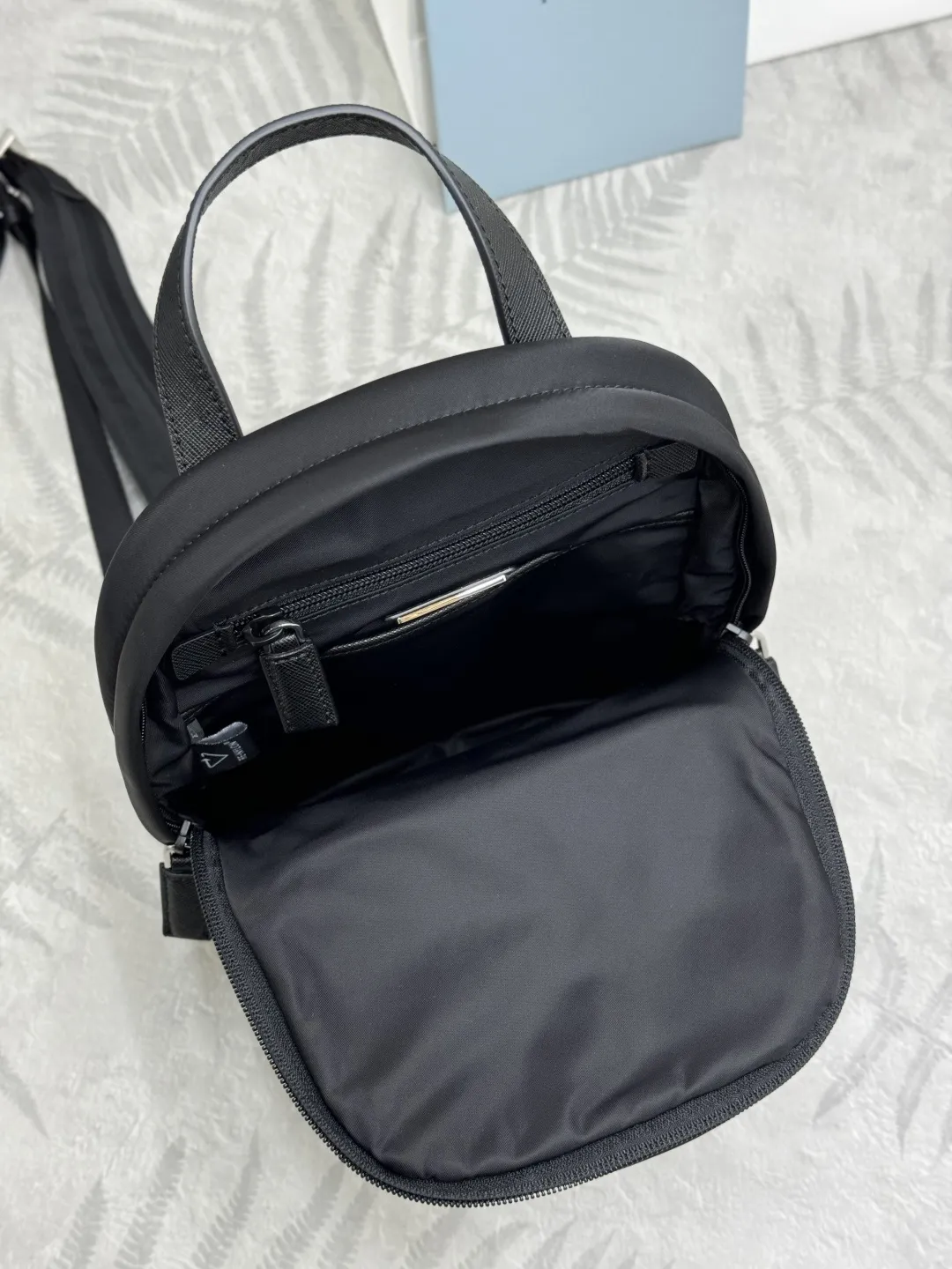 Re-Nylon and Saffiano Leather Sling Backpack D68016313 — view 8