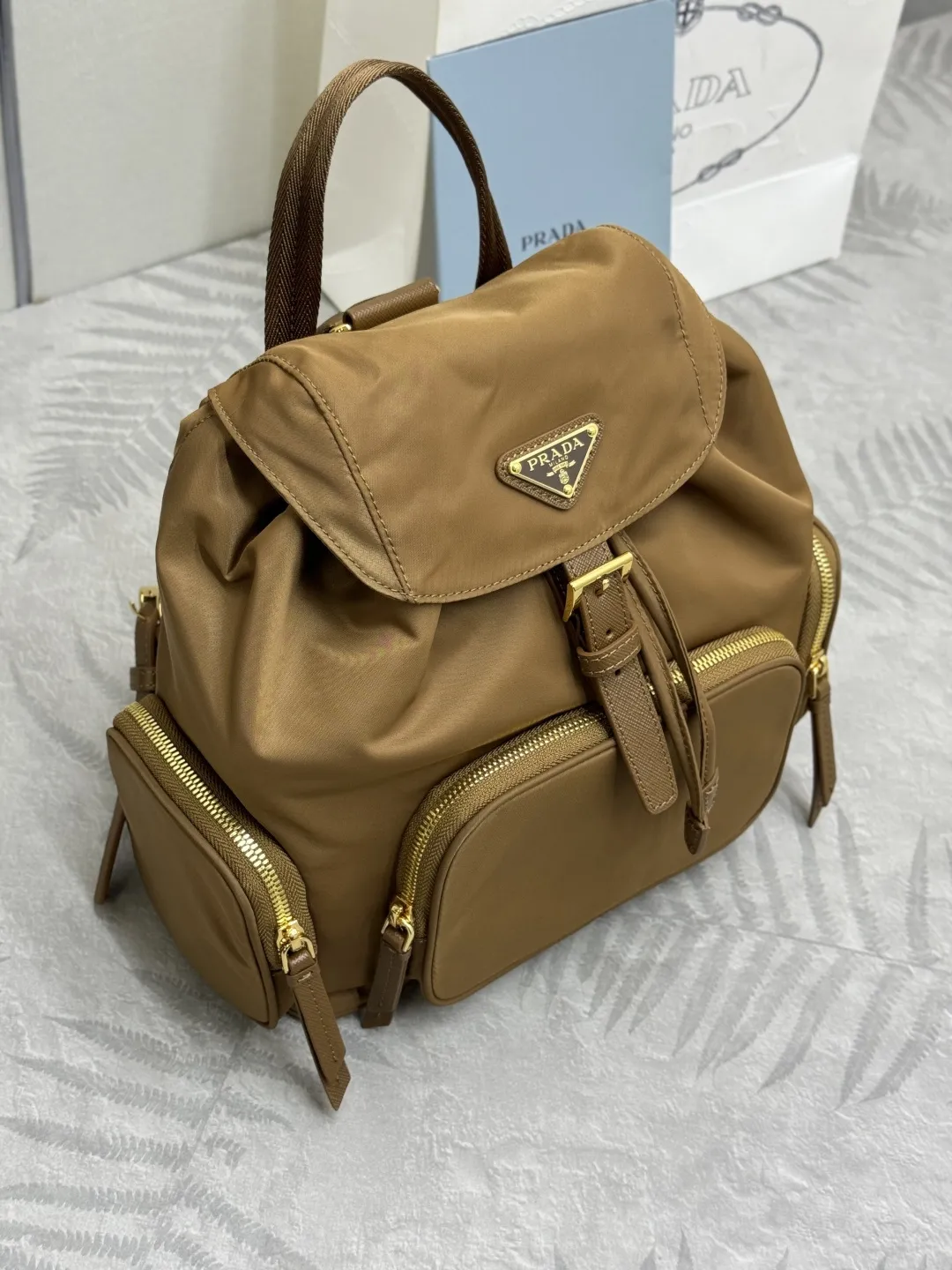Nylon Drawstring Flap Backpack D83016314 — view 3