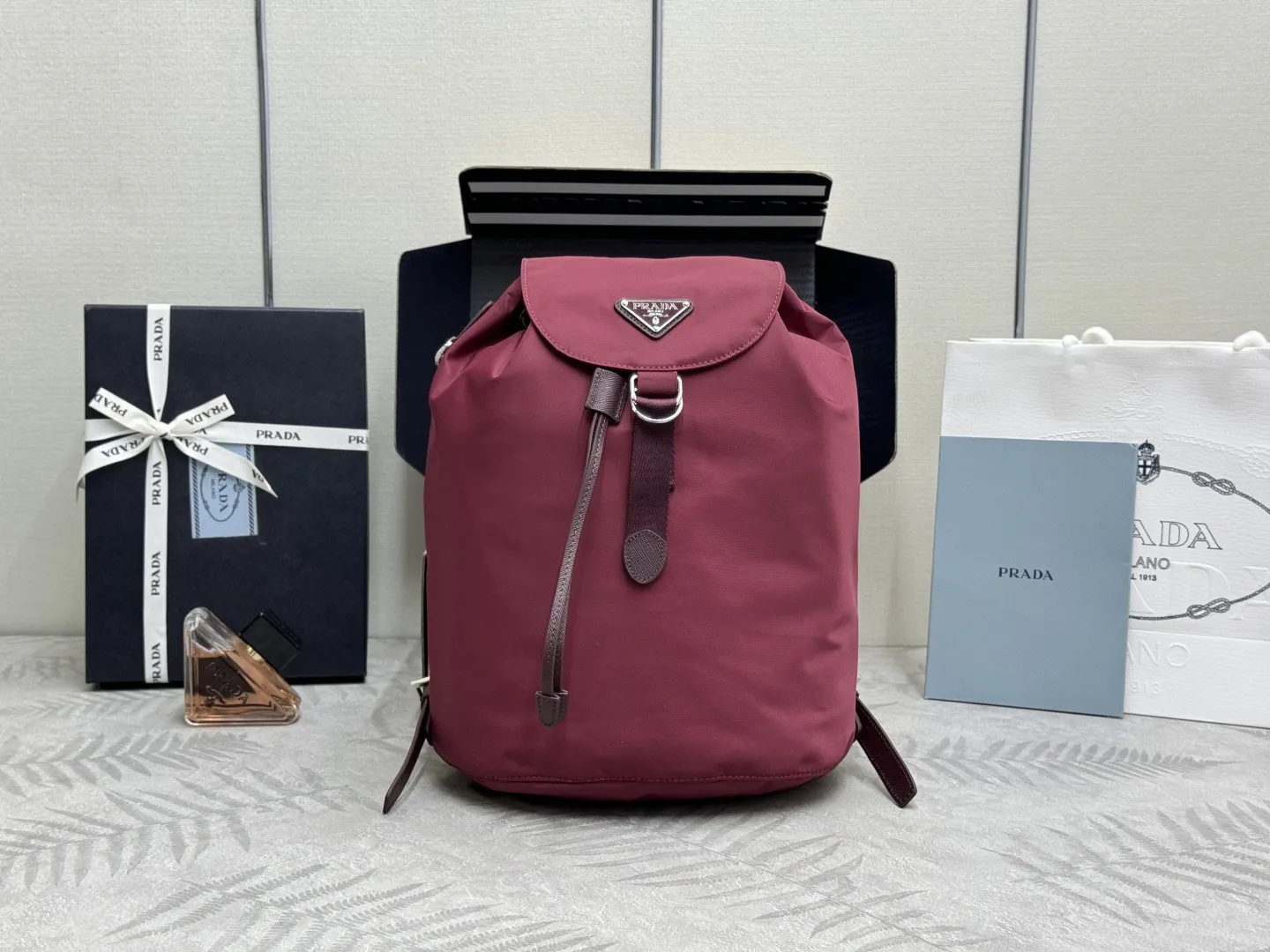 Nylon and Leather Drawstring Backpack D73016315