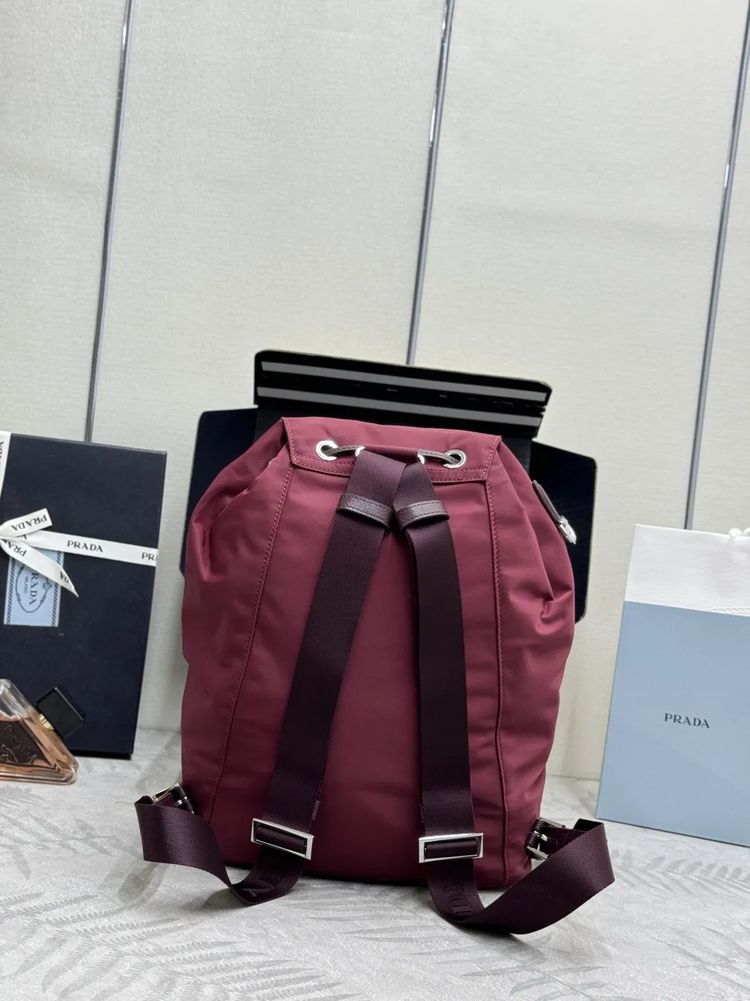 Nylon and Leather Drawstring Backpack D73016315 — view 2