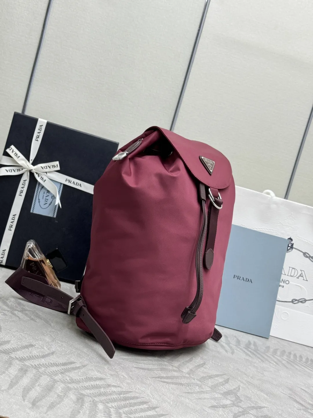 Nylon and Leather Drawstring Backpack D73016315 — view 4