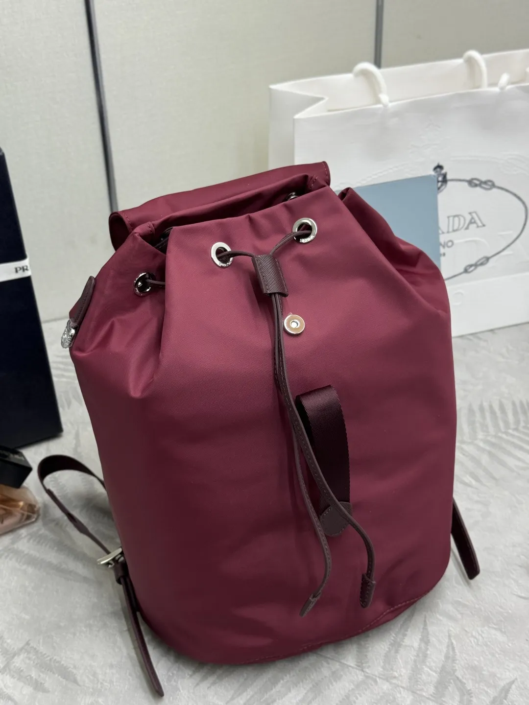 Nylon and Leather Drawstring Backpack D73016315 — view 5