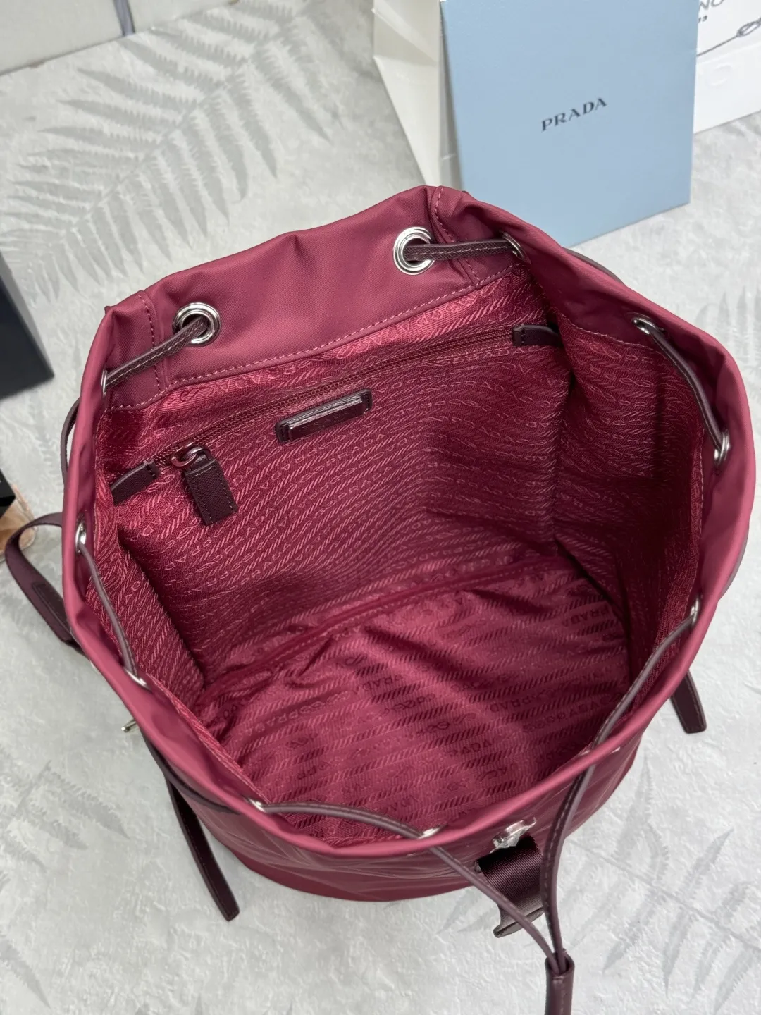 Nylon and Leather Drawstring Backpack D73016315 — view 8