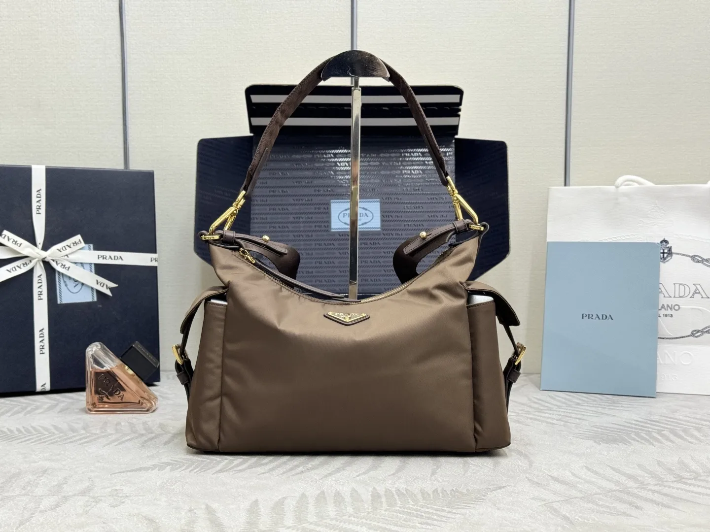 Re-Nylon and Leather Shoulder Bag D69016316