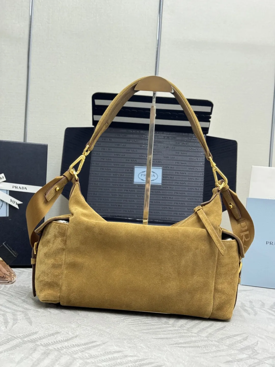 Suede and Nylon Shoulder Bag D98016318 — view 2