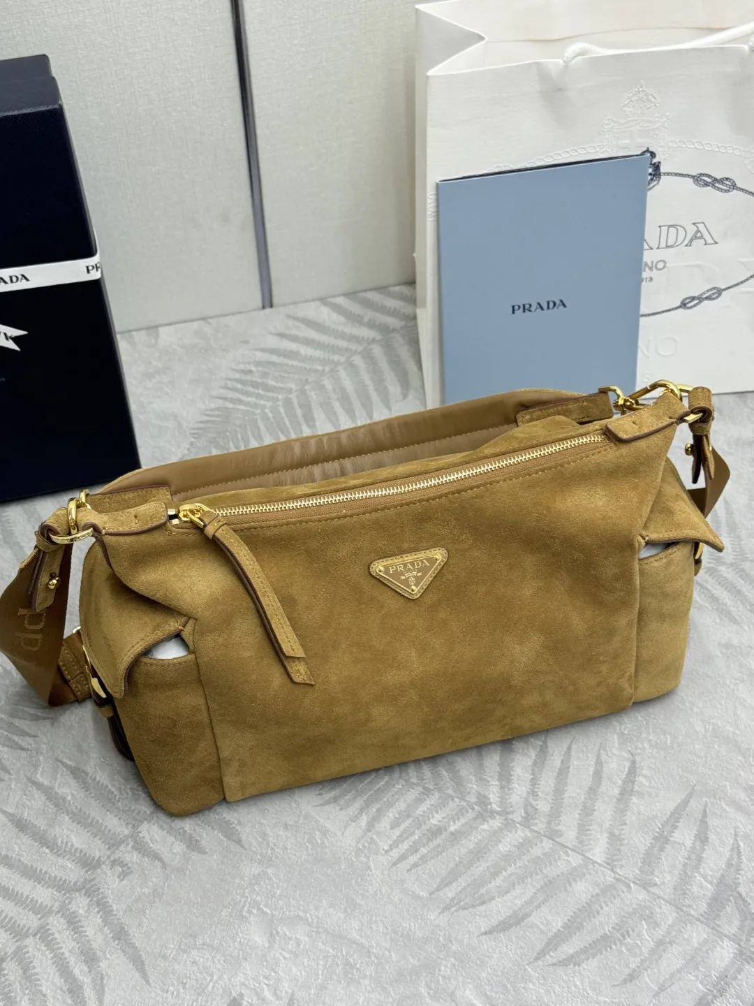 Suede and Nylon Shoulder Bag D98016318 — view 7