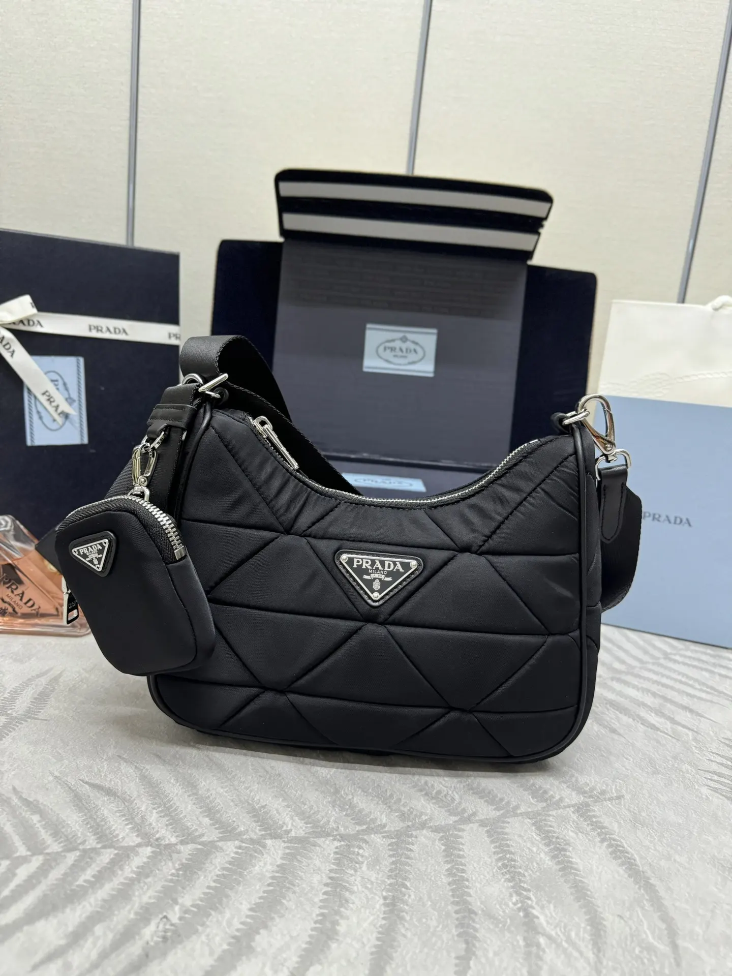 Prada Re-Edition 1BC151 Quilted Nylon Shoulder Bag D70016328