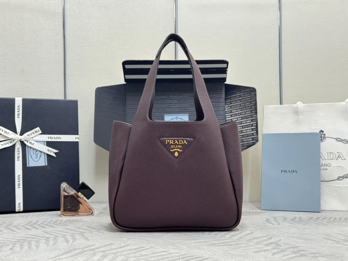 Prada Medium Lambskin Shopping Tote Bag D100016329