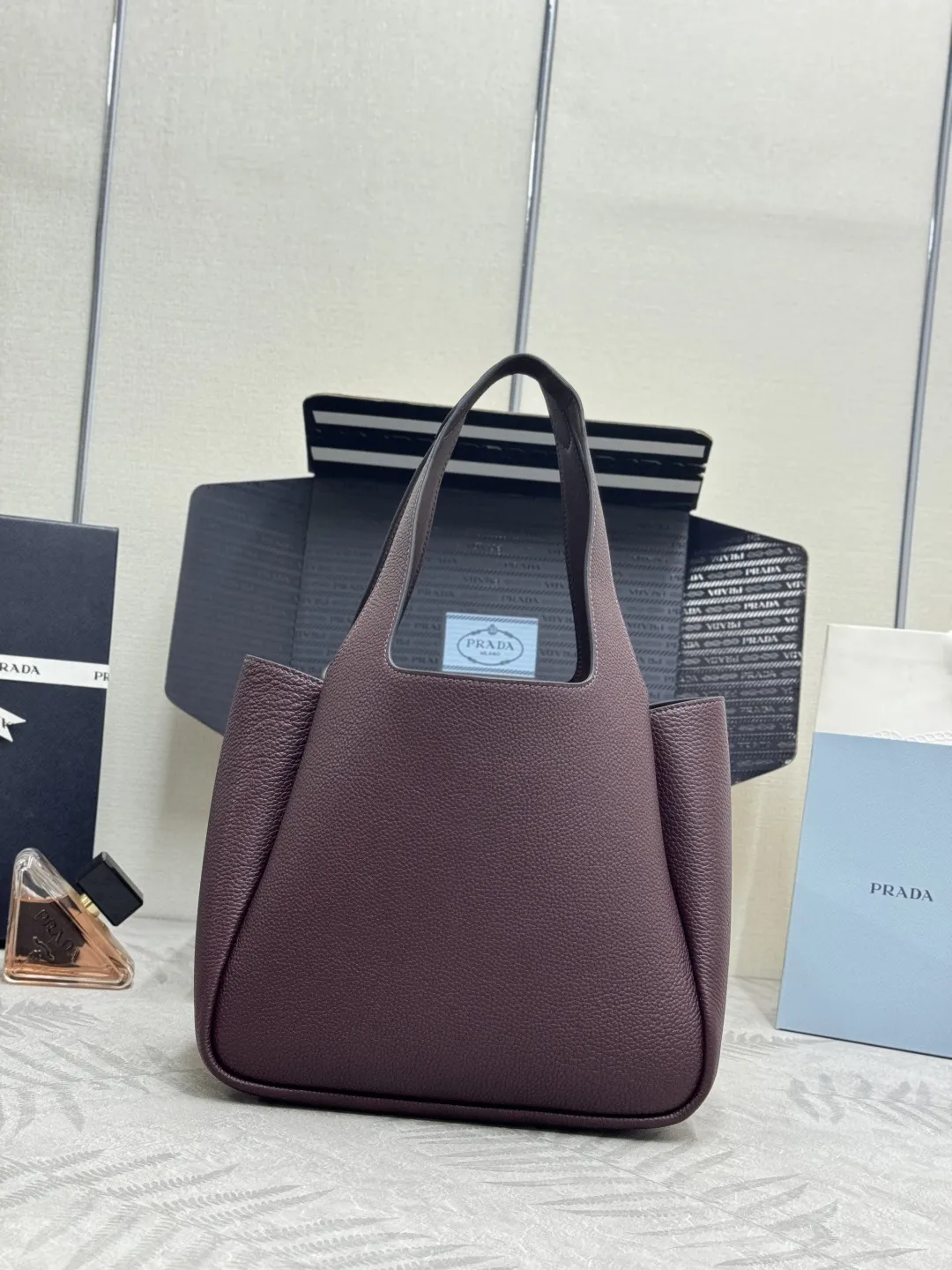 Prada Medium Lambskin Shopping Tote Bag D100016329 — view 2