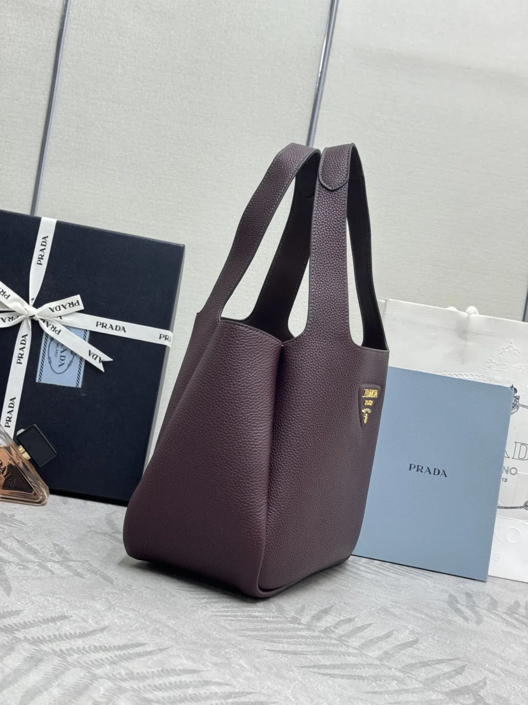 Prada Medium Lambskin Shopping Tote Bag D100016329 — view 3