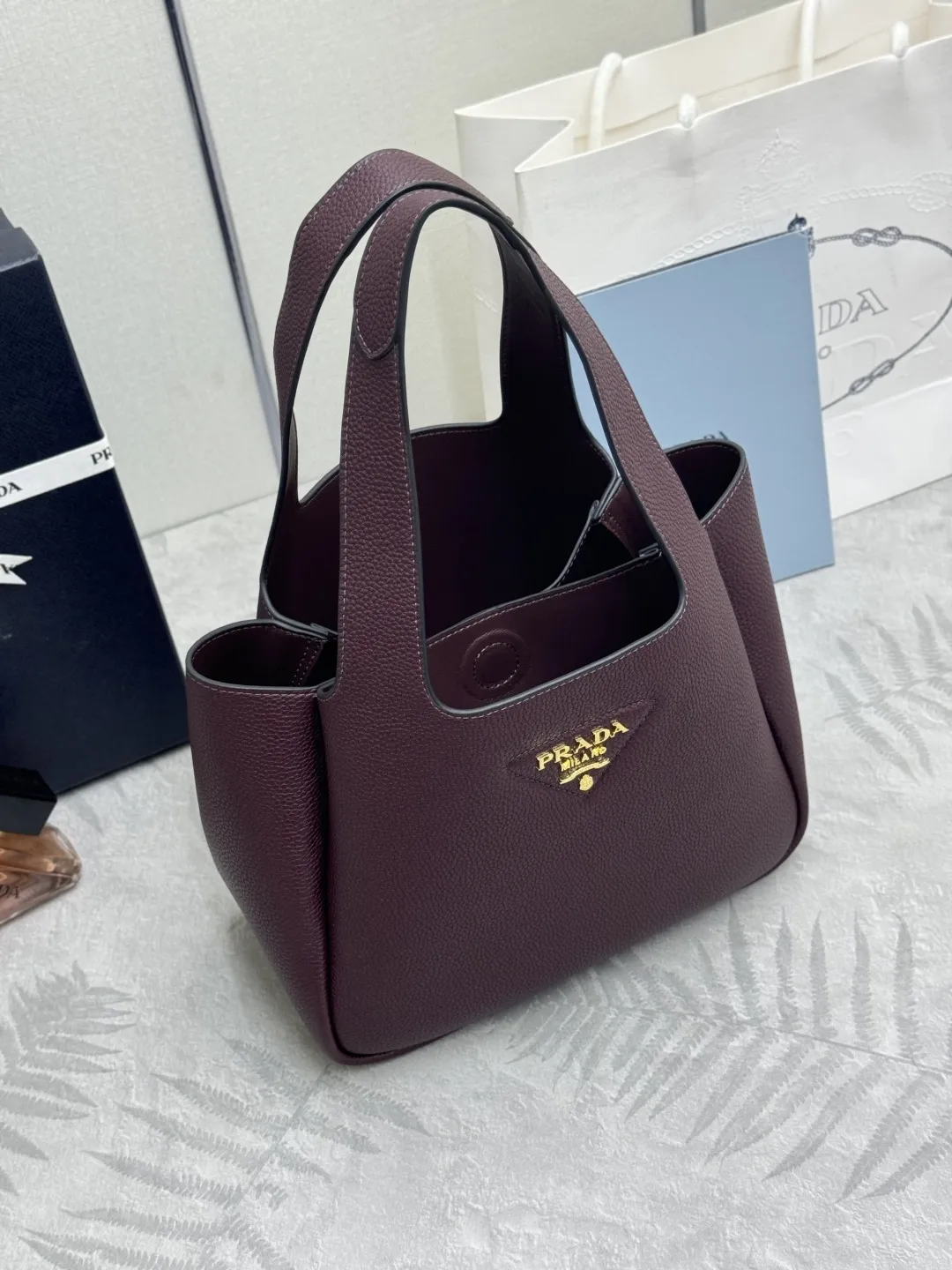 Prada Medium Lambskin Shopping Tote Bag D100016329 — view 4