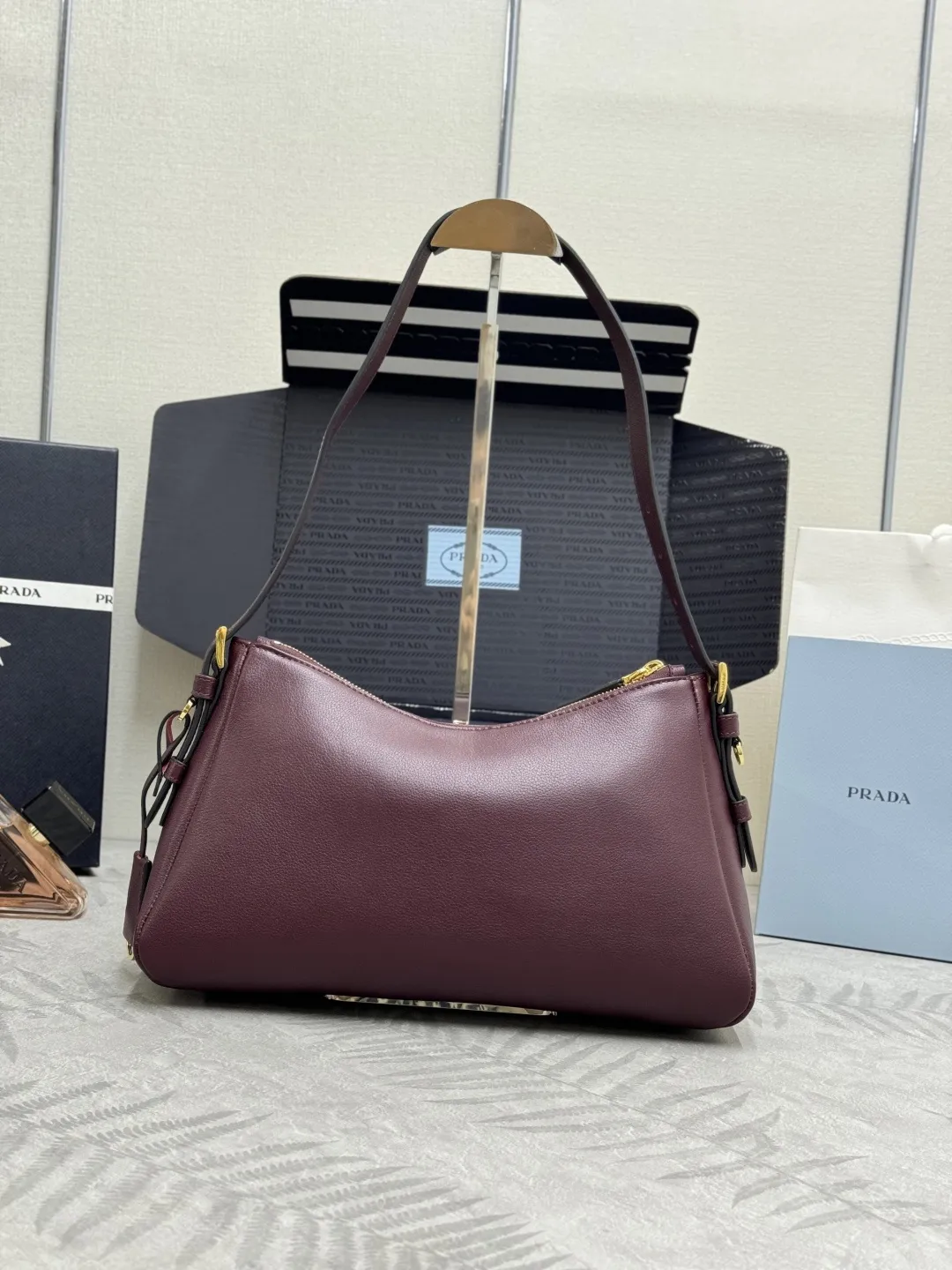Prada Aimee Small Leather Hobo Bag D102016332 — view 2