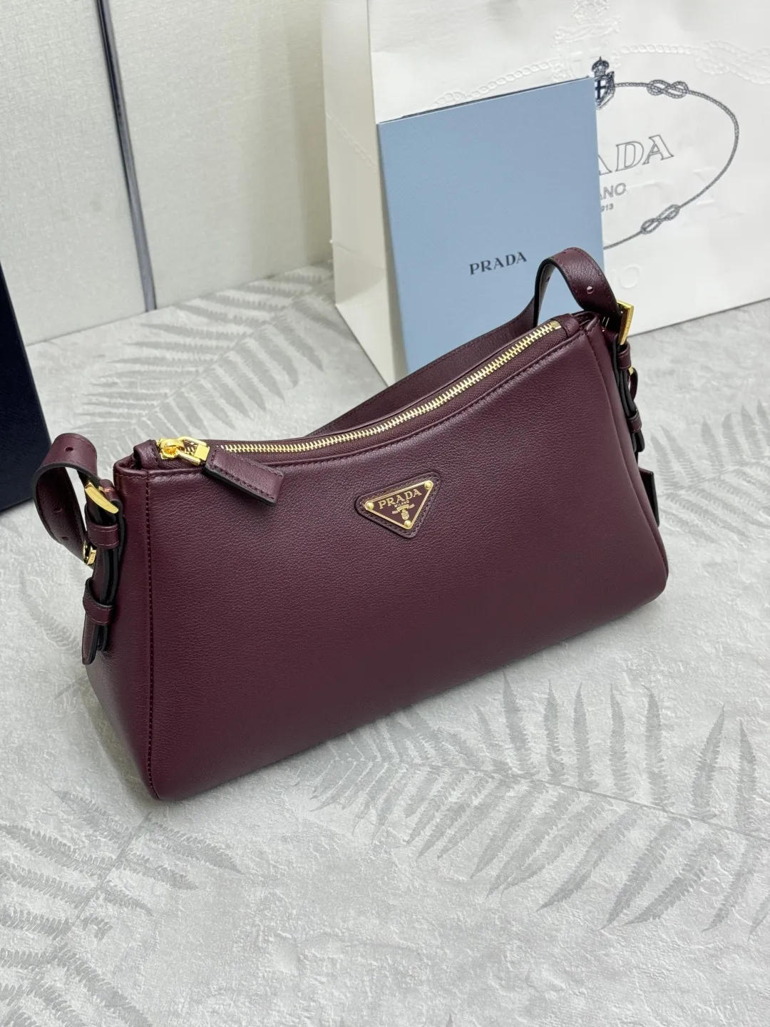 Prada Aimee Small Leather Hobo Bag D102016332 — view 3