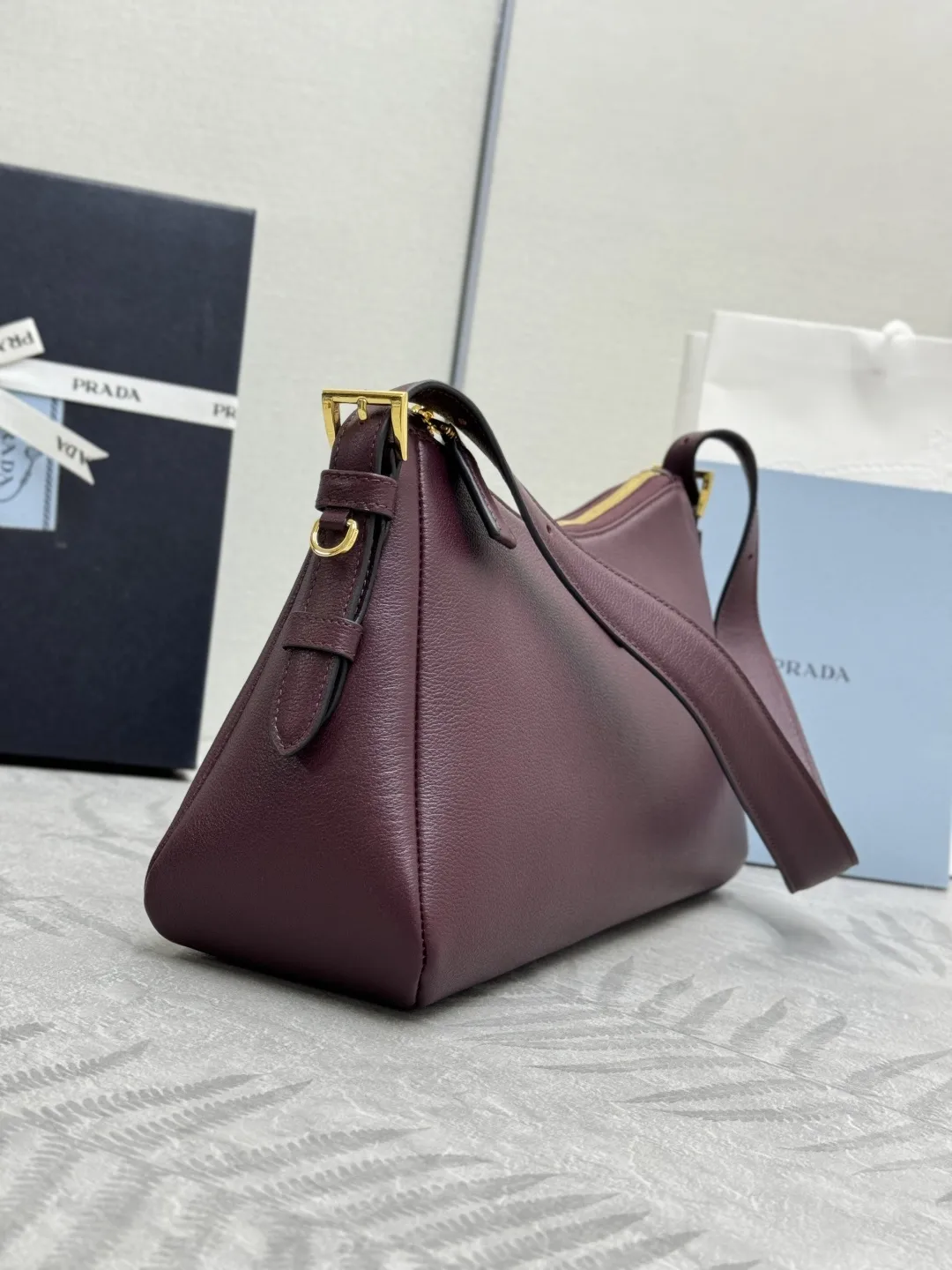 Prada Aimee Small Leather Hobo Bag D102016332 — view 4