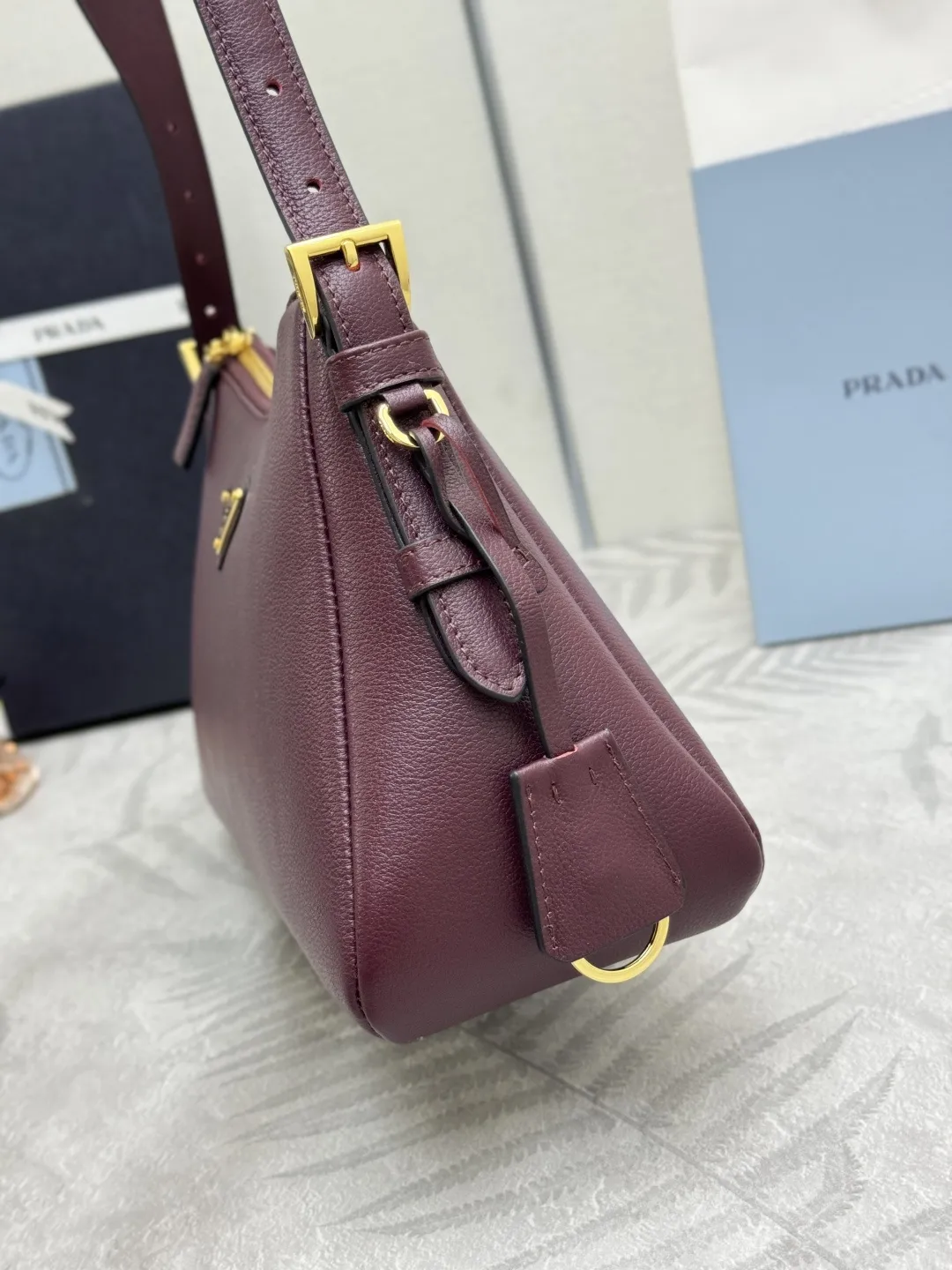 Prada Aimee Small Leather Hobo Bag D102016332 — view 5
