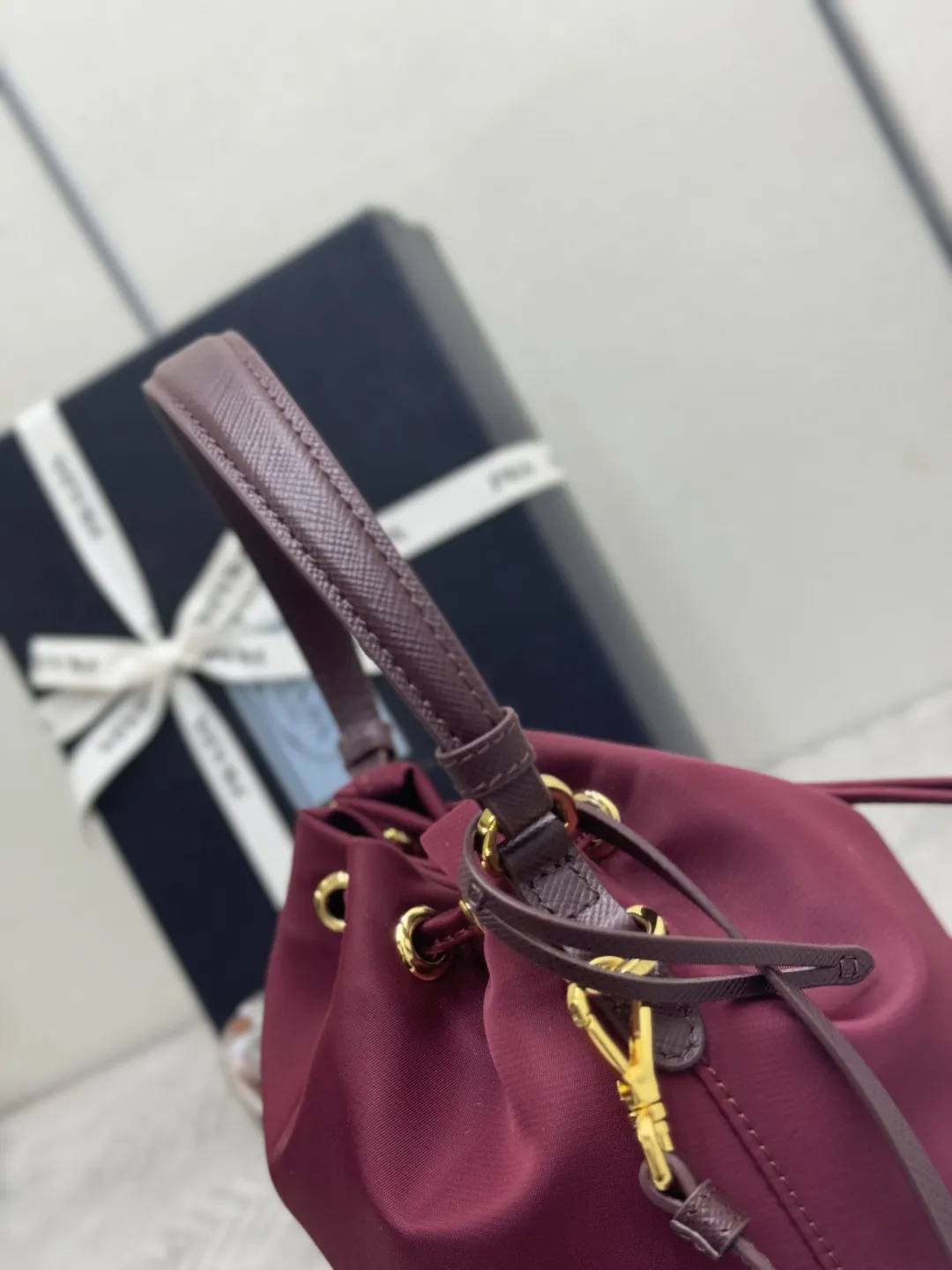 Nylon Bucket Bag with Leather Trim D60016333 — view 5